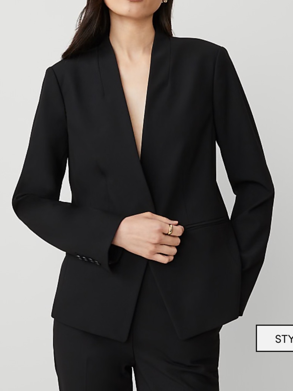 NWOT Ann Taylor Petite Collarless Black Single Button Blazer